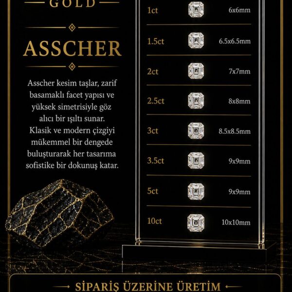 Pırlanta Yüzük Asscher Kesim ULUSLARARASI SERTİFİKALI