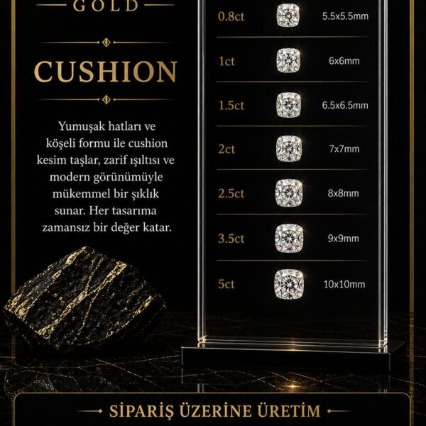 Pırlanta Yüzük Cushion Kesim ULUSLARARASI SERTİFİKALI