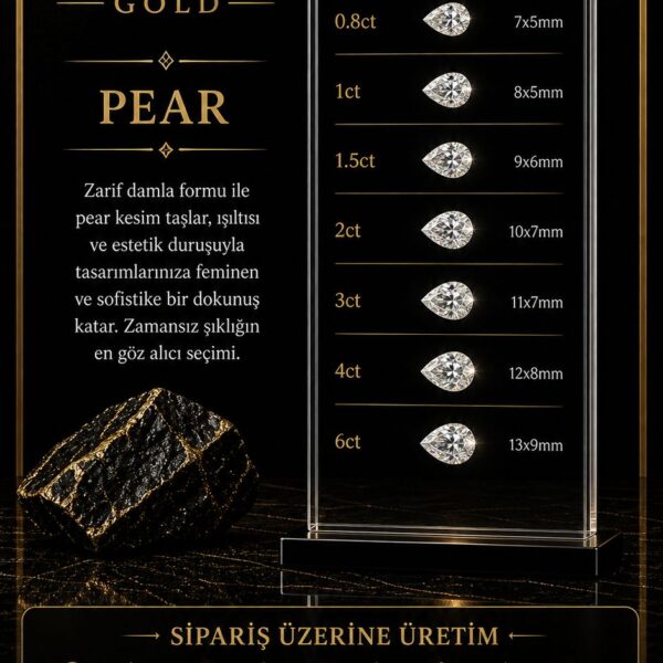 Pırlanta Yüzük Pear Kesim ULUSLARARASI SERTİFİKALI