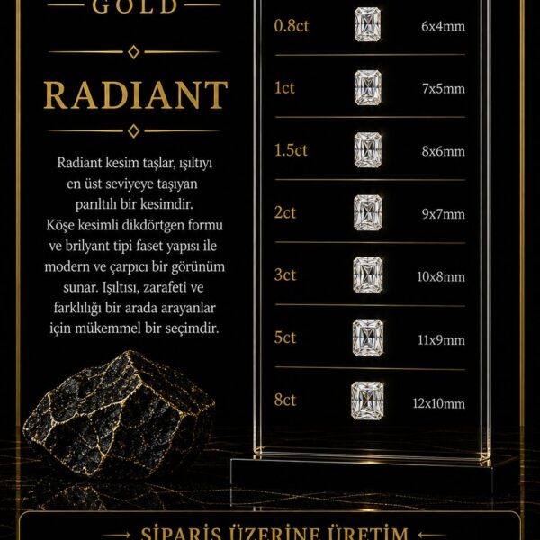 Pırlanta Yüzük Radiant Kesim ULUSLARARASI SERTİFİKALI