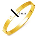 22 Ayar Altın İçi Dolu Vidalı Bilezik - 6 mm Enli - Görsel 6