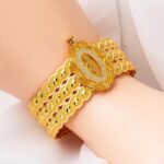 Saç Örgüsü Tuğralı Kelepçe Altın Bilezik - Görsel 3