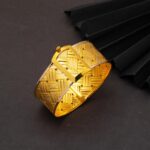 Hasır Örgülü 14 Ayar Altın Kelepçe Bilezik - Görsel 5