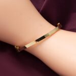 Düz 14 Ayar Altın Kelepçe Bilezik - 4 mm Enli - Görsel 3