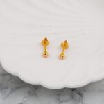 Vidalı 3 mm. 14 Ayar Top Altın Küpe - Görsel 3