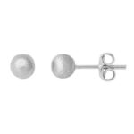 Beyaz Altın 14 Ayar Mat Top Küpe 5 mm.