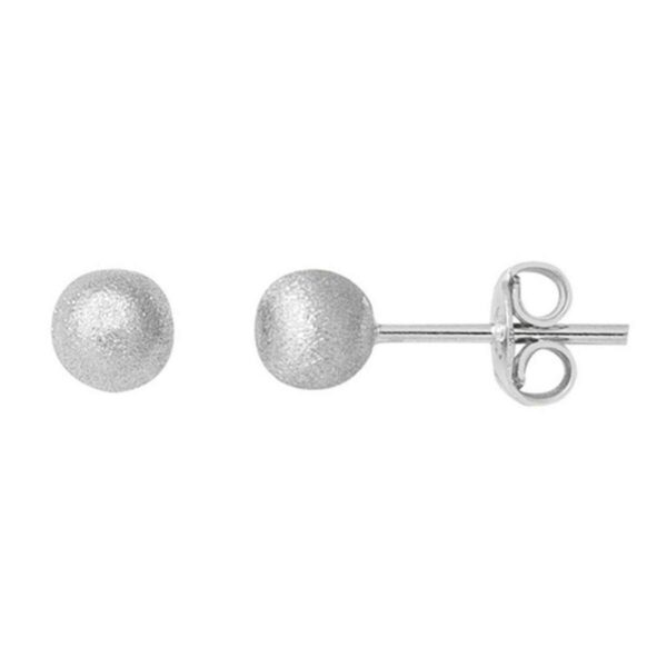 Beyaz Altın 14 Ayar Mat Top Küpe 5 mm.