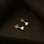 Beyaz Altın 14 Ayar Mat Top Küpe 5 mm. - Görsel 3