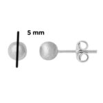 Beyaz Altın 14 Ayar Mat Top Küpe 5 mm. - Görsel 5