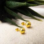 Kalemli Büyük Sarı Altın Top Küpe 7 mm. - Görsel 3