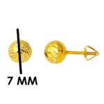 Kalemli Büyük Sarı Altın Top Küpe 7 mm. - Görsel 7