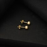 14 Ayar Altın Mat Top Küpe 4 mm. - Görsel 6