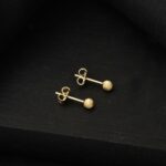 3 mm. Kumlu 14 Ayar Top Altın Küpe - Görsel 5