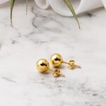 14 Ayar Altın Top Küpe 6 mm. - Görsel 4