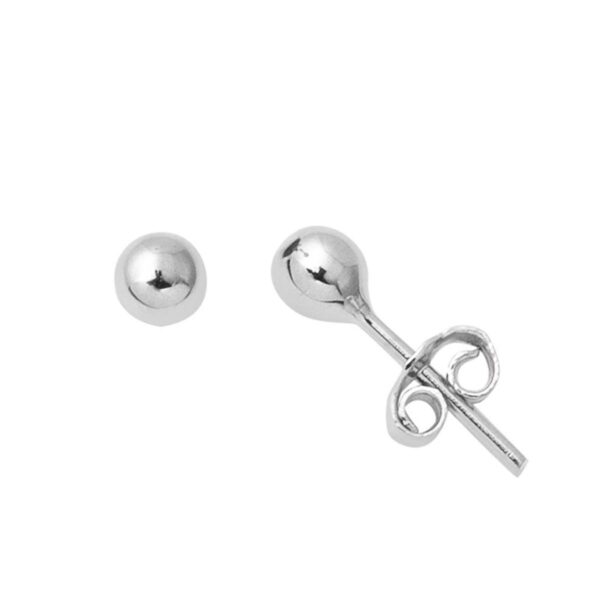 14 Ayar Beyaz Altın Top Küpe 4 mm.