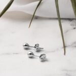 14 Ayar Beyaz Altın Top Küpe 4 mm. - Görsel 4