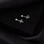 14 Ayar Beyaz Altın Top Küpe 4 mm. - Görsel 5