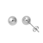 14 Ayar Beyaz Altın Top Küpe 8 mm. - Görsel 2
