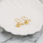 Cilalı 14 Ayar Altın Sarkaç Top Küpe - Görsel 4