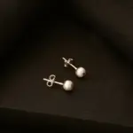 14 Ayar Beyaz Altın Taşsız Top Küpe - Görsel 4
