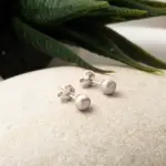 14 Ayar Beyaz Altın Taşsız Top Küpe - Görsel 3
