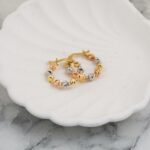 14 Ayar Üç Renkli Dorika Altın Halka Küpe - Görsel 4