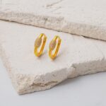 14 Ayar Taşlı Modern Tasarım Altın Küpe - Görsel 6