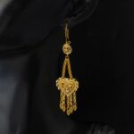 14 Ayar Sarı Altın Hint İşi Küpe - Görsel 3