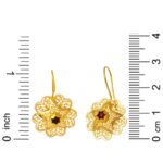 14 Ayar Garnet Taşlı Altın Gül Küpe - Görsel 6