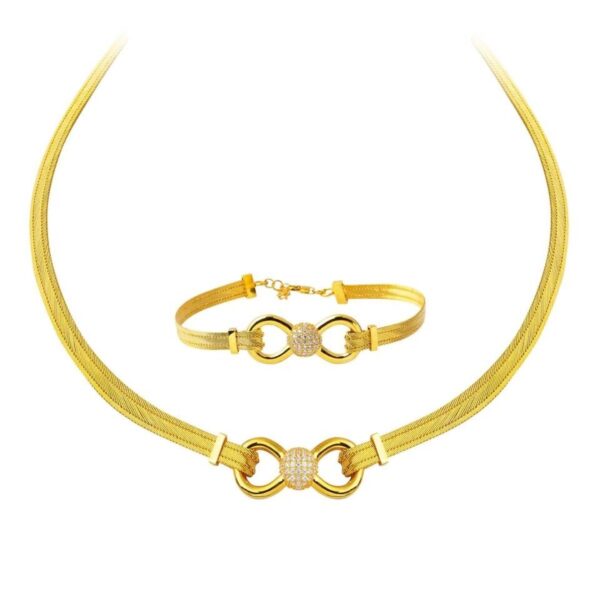 Gerdanlık & Bileklik 22 Ayar Hasır Altın Set